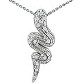 14k White Gold 1/10ct TDW Diamond Snake Necklace