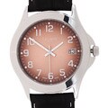 Calibre Metallic Copper Dial Leather Strap Watch