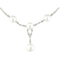 14k Gold FW Pearl and Diamond Necklace H-J, I1-I2 (9-10mm)