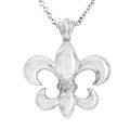 14k White Gold Diamond Fleur-de-lis Pendant