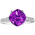 14k White Gold Amethyst and 1/8ct TDW Diamond Ring (HI, I1)