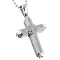 Stainless Steel 1/10ct TDW Diamond Cross Necklace
