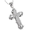 Stainless Steel 1/10ct TDW Diamond Cross Necklace
