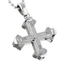 Stainless Steel 1/10ct TDW Diamond Cross Necklace