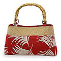 Cotton and Rattan 'Crimson Ferns' Handbag (Thailand)