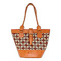 'Sultan' Leather and Cotton Batik Handbag (Indonesia)