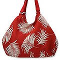 Cotton 'Floating on Red' Shoulder Bag (Thailand)