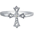 10k White Gold Cross Prong-set Diamond Band (K,I2)