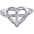 10k White Gold Heart in Cross Diamond Band (K,I2)