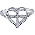 10k White Gold Heart in Cross Diamond Band (K,I2)