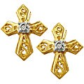 10k Yellow Gold Diamond Cross Earrings