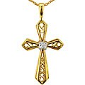 10k Yellow Gold Diamond Cross Necklace