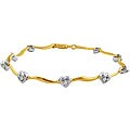 10k Gold 1/10ct TDW Diamond Heart Link Bracelet