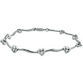 10k White Gold 1/10ct TDW Diamond Heart Link Bracelet