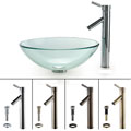 Small Clear Glass Vessel Sink and Sheven Faucet