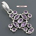.925 Sterling Silver Gemstone Cross Pendant (India)