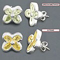 Sterling Silver Multi-gemstone Flower Earrings (India)