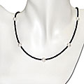 Cultured FW Pearl and Black Spinel Bead Necklace (8-9 mm)