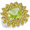 Sterling Silver Lime Quartz and Citrine Ring