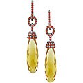 14k Gold Citrine and Orange Sapphire Earrings