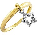 14k Two-tone Gold Diamond Accent Star Dangle Ring