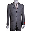 Mantoni Light Blue Striped Grey Wool Suit