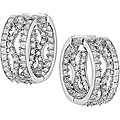 18k White Gold 3ct TDW Diamond Hoop Earrings