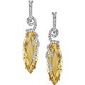 14k Gold 1/3ct TDW Diamond and Citrine Earrings