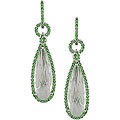 14k Gold Green Amethyst and Tsavorite Earrings