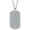 Sterling Silver Diamond Accent Dog Tag Necklace