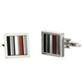 Silvertone Polished Gemstone Cuff Links