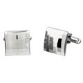 Silvertone Faceted Square Cuff Links