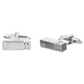 Silvertone Grooved Retangular Cuff Links