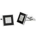 Silvertone Black Square Cuff Links