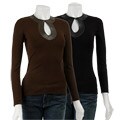 Cyrus Keyhole Neck Long-sleeve Crew Shirt