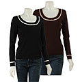 Cyrus Scoop Neck Long-sleeve Top with Ruffle Trim