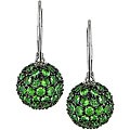 14k White Gold Tsavorite Leverback Dangle Earrings