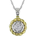 10k Two-tone Gold Round White Topaz Necklace