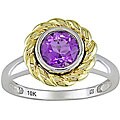 10k Two-tone Gold Round Amethyst Ring