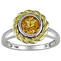 10k Two-tone Gold Round Citrine Ring