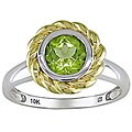 10k Two-tone Gold Round Peridot Ring