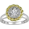 10k Two-tone Gold Round White Topaz Ring