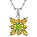 Sterling Silver Peridot and Citrine Flower Necklace