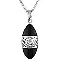 Sterling Silver Oval Cut-out Black Onyx Necklace