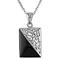 Sterling Silver Rectangular Black Onyx Necklace