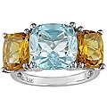 10k White Gold Blue Topaz and Citrine Ring