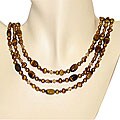 FW Brown Pearl Tiger's Eye and Crystal Necklace