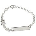 Sterling Silver 6-inch Teddy Bear Baby ID Bracelet