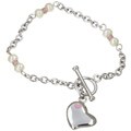 Sterling Silver Heart and Pearls Bracelet (4.3 mm)