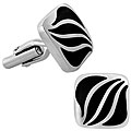 Stainless Steel Enamel Wave Design Cuff Links